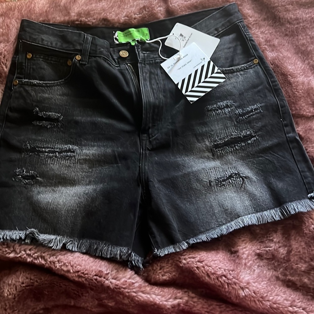 NWT Sandrine Rose xFree People. Black Sz 30 Shorts Distressed Soft Cotton